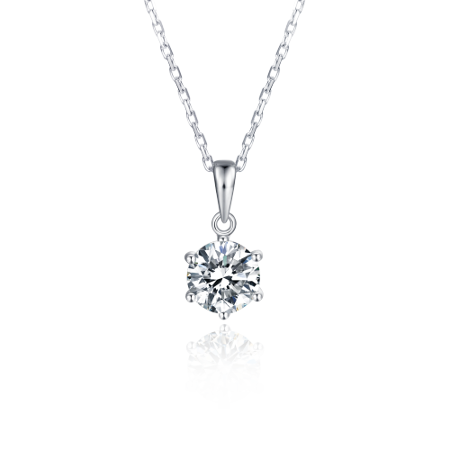 Simplest Luxury  925 Sterling Silver Moissanite Pendant Women Engagement Six Prongs Large Diamond Wedding Party Necklace